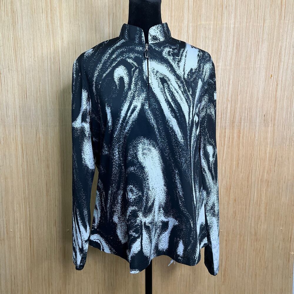 Sunsense by Jamie Sadock Pullover UPF Golf Mock Neck Tsunami Abstract Print Med - Picture 2 of 9